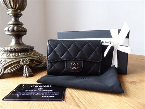 chanel classic flap card holder with chain|Chanel classic key holder wallet.